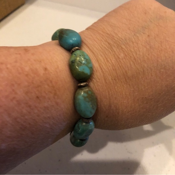 Genuine Turquoise & Sterling Silver 925 Bracelet- Artisan made.  Toggle closure - Picture 6 of 13